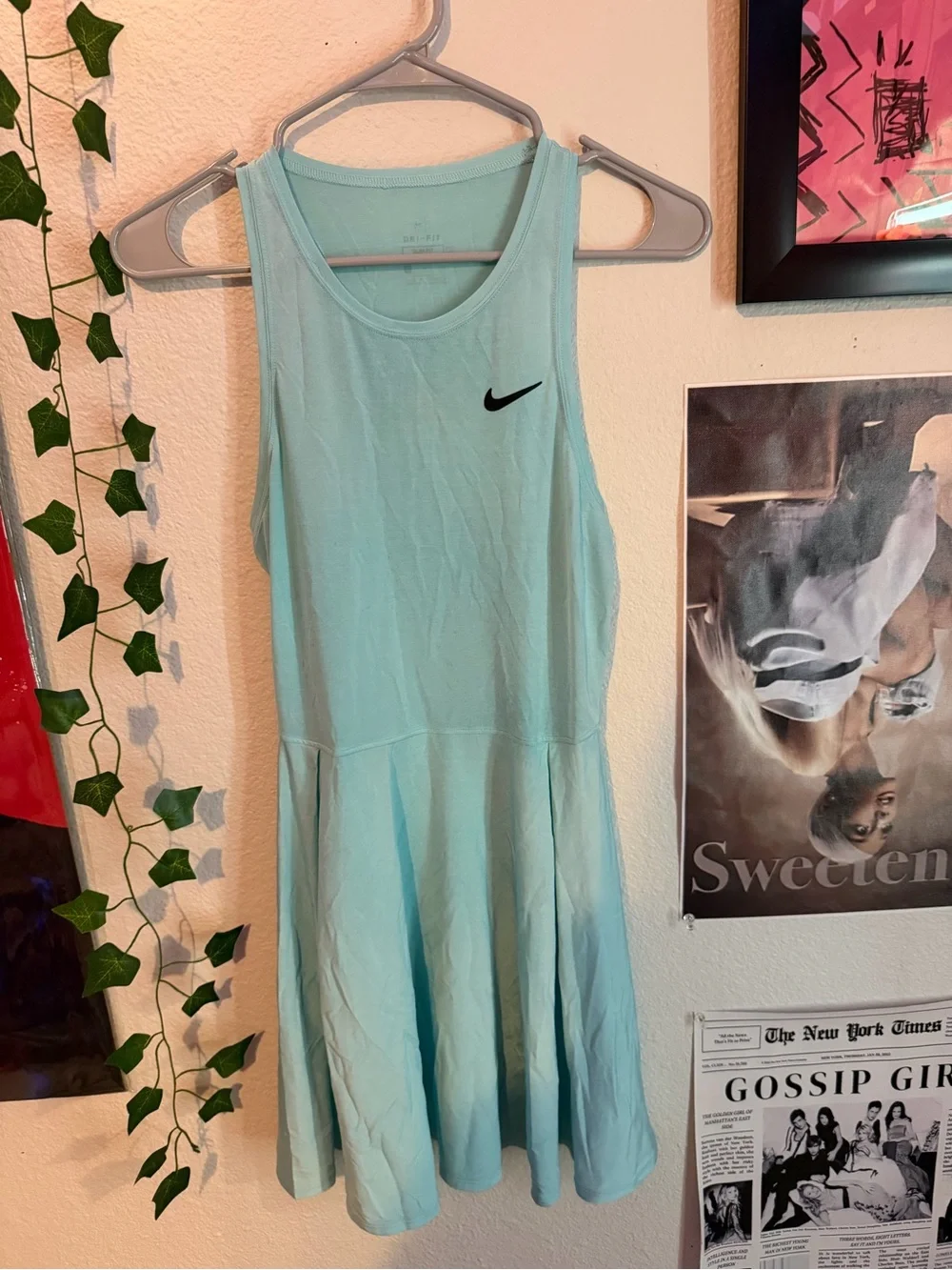 Nike Women's Mint Blue Sleeveless Athletic Mini Dress